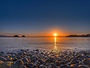 Scenic view of sea against sky during sunset