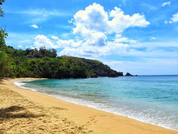 Scenic view of beach against sky