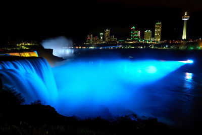 Illuminated city at night