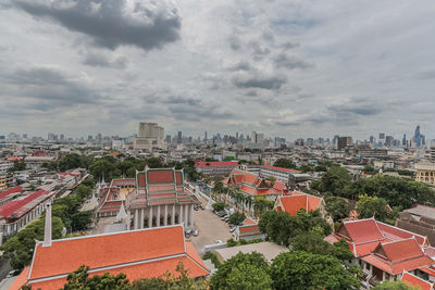 High angle view of townscape against sky