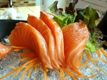 Close-up of sushi in plate