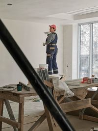 Woman working at construction site