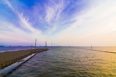 Scenic view of sea against sky at sunset