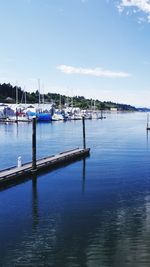 Scenic view of calm sea against blue sky