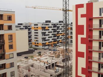 Aerial view of construction site in city