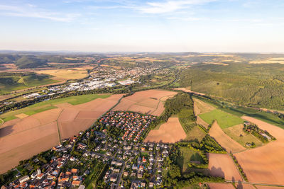 Aerial view at a landscape in germany, rhineland palatinate near bad sobernheim