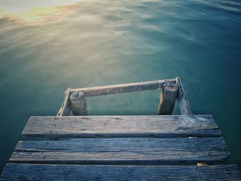 High angle view of pier on sea