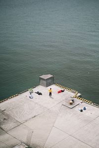 High angle view of ship