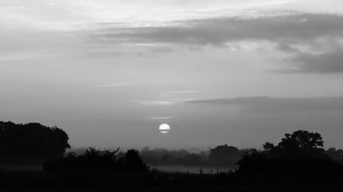 Scenic view of silhouette field against sky