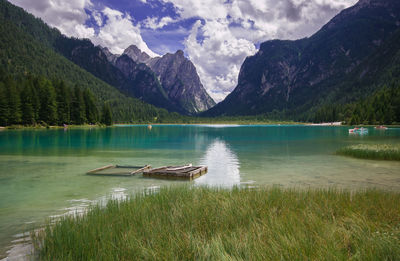 Scenic view of lake against mountains