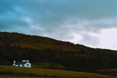 Scenic view of landscape against cloudy sky