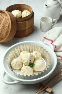 High angle view of dessert in plate on table