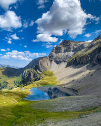 Scenic view of mountains against sky