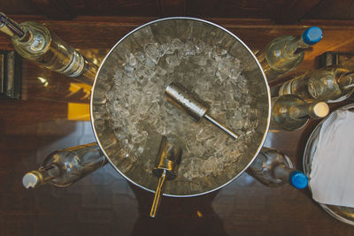 High angle view of food on table