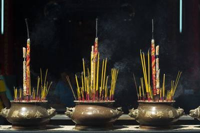 Panoramic view of illuminated building in temple