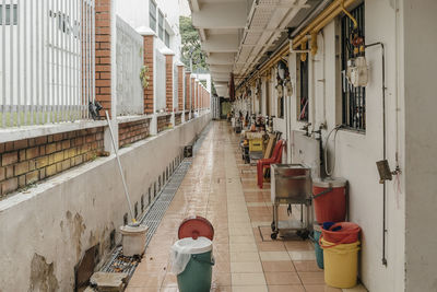 Corridor at the back of a building