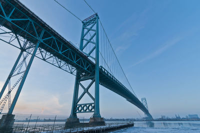 Low angle view of suspension bridge