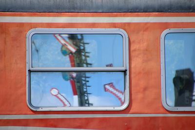 Close-up of train window