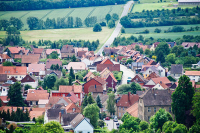 Houses by trees