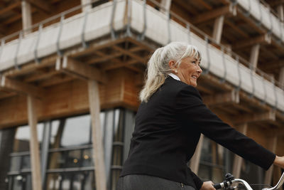 Senior woman cycling