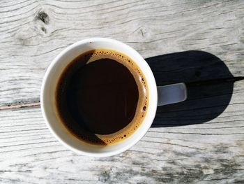 Directly above shot of black coffee on table