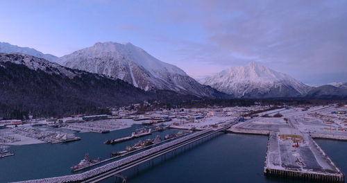 Panoramic view of snowcapped mountain against sky