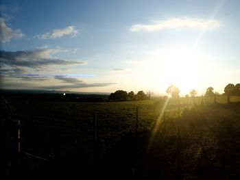 Scenic view of field against sky during sunset