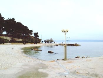 Scenic view of sea against clear sky