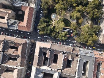 High angle view of buildings in city
