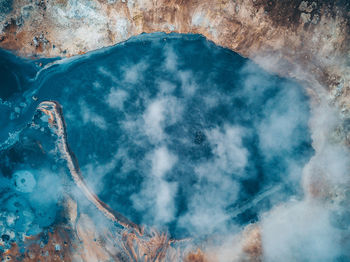 High angle view of water on land