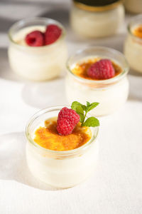 Close-up of strawberries in bowl on table