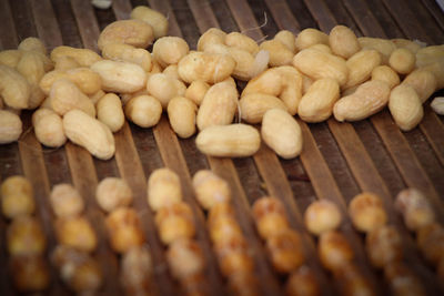 Close-up of peanuts on table