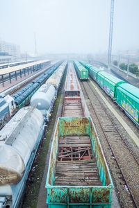 High angle view of railroad tracks against sky