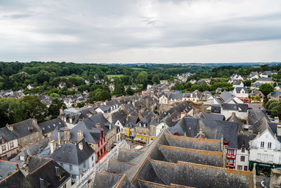 Josselin, france. view of the medieval town located in the morbihan department of brittany