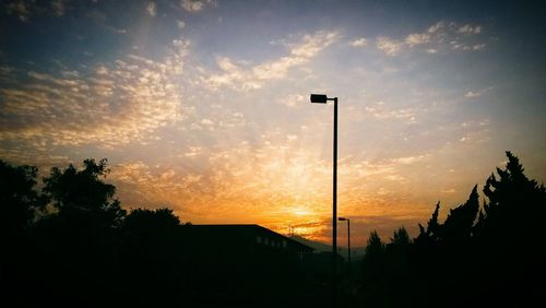 Silhouette trees against sky during sunset