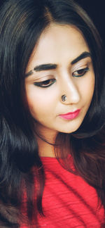 Close-up portrait of a beautiful young woman