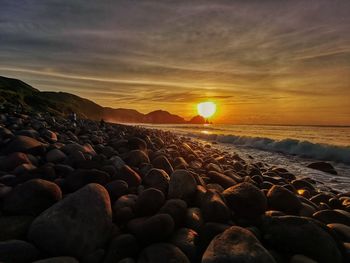 Scenic view of sea during sunset