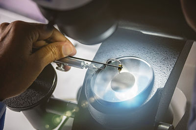 High angle view of man working