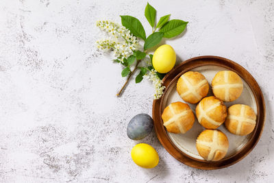 High angle view of food on table