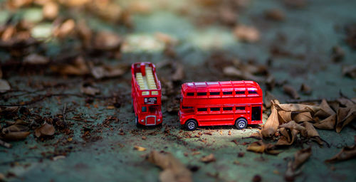 Close-up of toy car