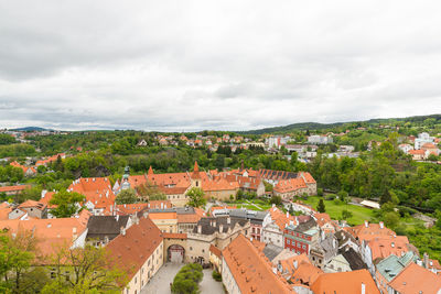 High angle view of townscape against sky