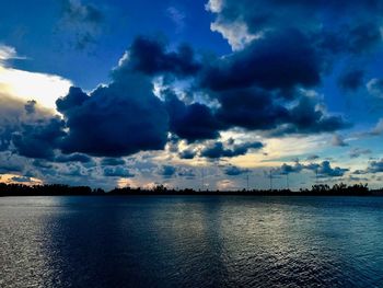 Scenic view of sea against sky at sunset