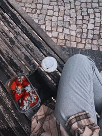 Low section of man sitting on floor