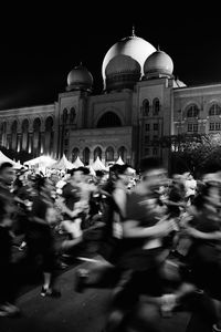 Illuminated building at night