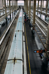 High angle view of traffic on road in city