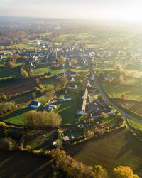 High angle view of buildings in city