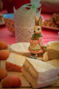 Close-up of figurines on table