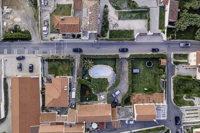 High angle view of old building