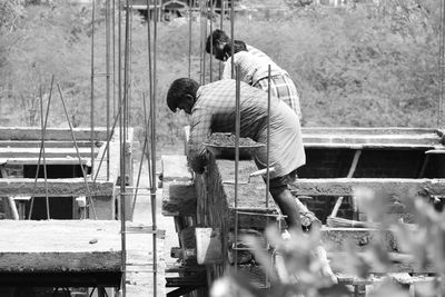 People working at construction site