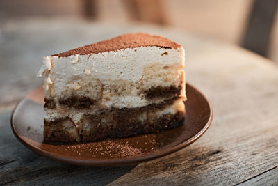 Close-up of dessert in plate on table